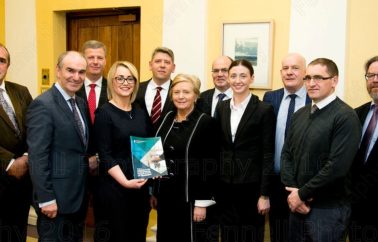 From left to right: Mr. Martin Smyth [Director of Operations, IPS], Mr. Ciarán Breen [Director, SCA], Mr. Martin O’Neill [Governor 1 West Dublin Campus, IPS], Ms. Gemma D’Arcy [Senior Enterprise Risk Manager, SCA], Mr. Pat Kirwan [Deputy Director, Executive Head of Business, Risk and Operations, SCA], Ms. Frances Fitzgerald [Tánaiste, Minister for Justice and Equality], Mr. Tom O’Keefe [Enterprise Risk Manager, SCA], Ms. Ciara Daly [Enterprise Risk Manager, SCA], Mr. Michael Donnellan [Director General, IPS], Mr. John McDermott [Press Officer, IPS], Mr. Seamus Sisk [Head of Health and Safety and Compliance, IPS].
